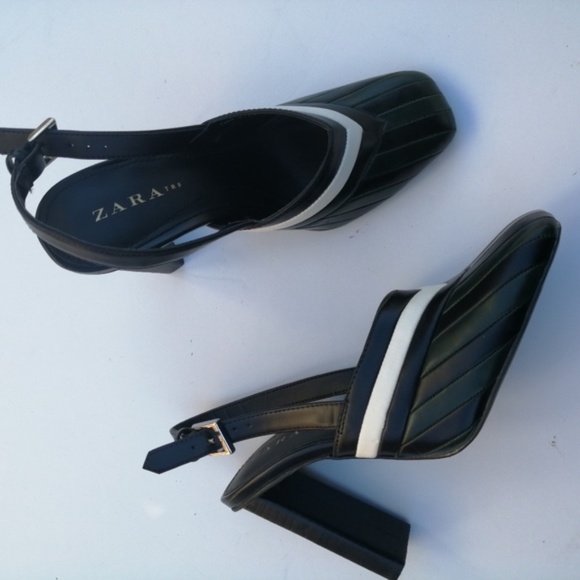 Zara Shoes - NEW Zara stripped slingback high heels sandals